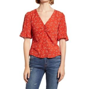 Madewell Red Floral Blouse